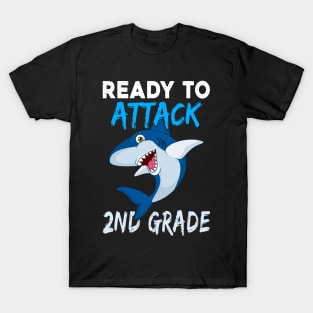 Shark Ready To Attack 2nd Grade Boys Back To School Kids Gift T-Shirt